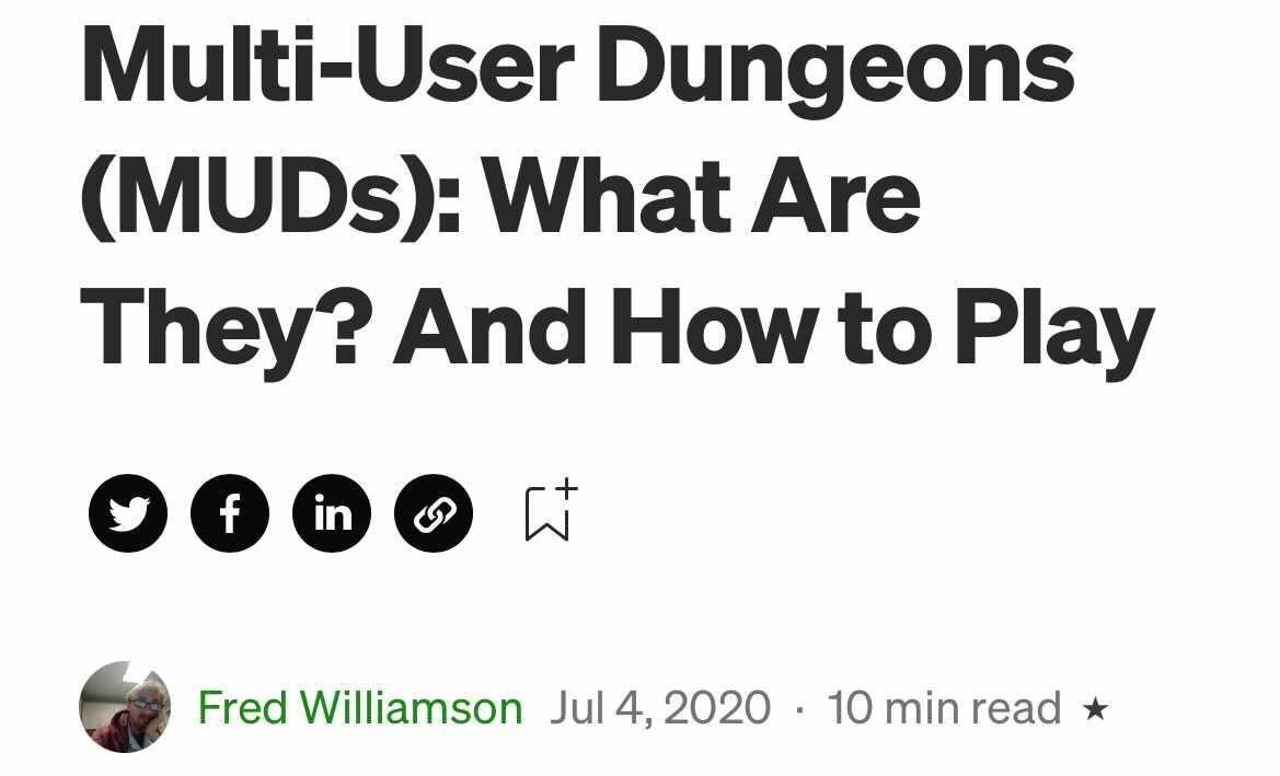 Clipped image of the external website explaining what MUDs are and how to play them.